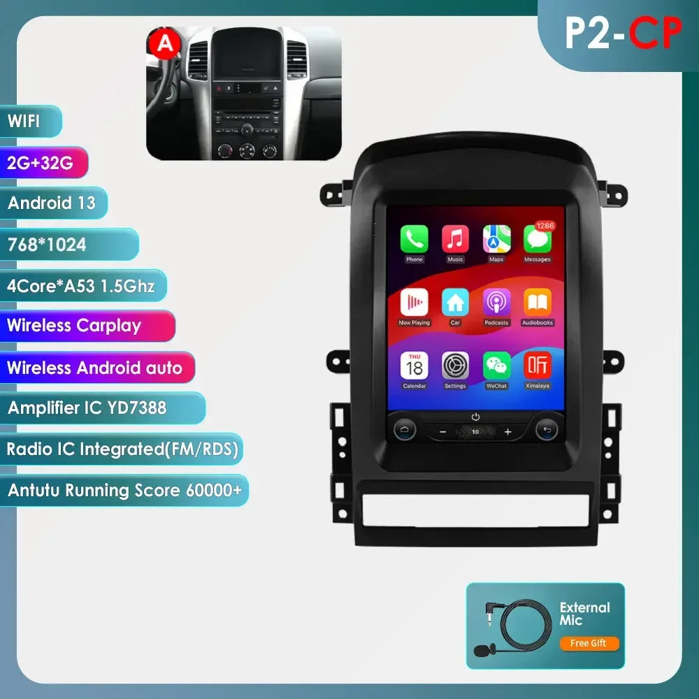 Chevrolet Captiva Sport 2006 - 2012 9,7" Android 14 Carplay Android auto wireless wifi bt gps 4g  AUTMYZWN