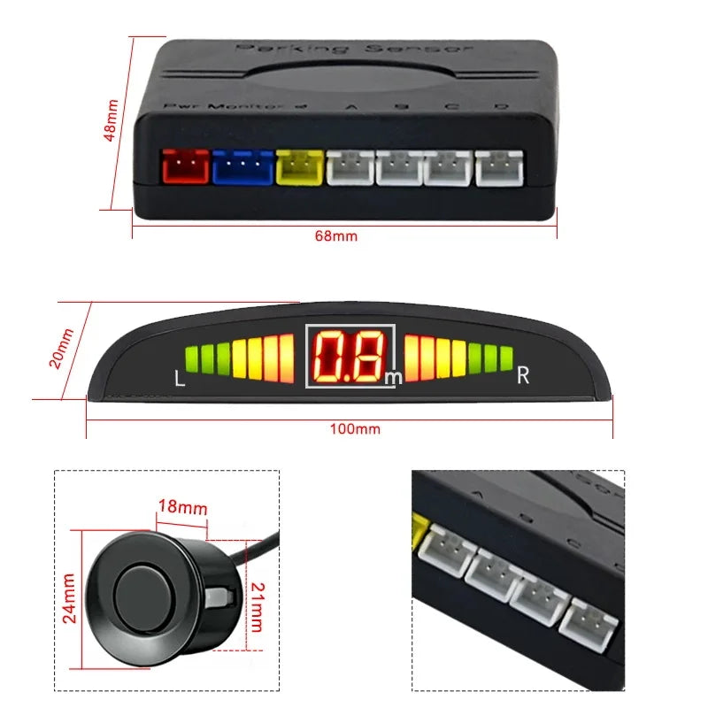 Sensori di parcheggio universali kit 4 pezzi nero/argento  AUTMSPS1