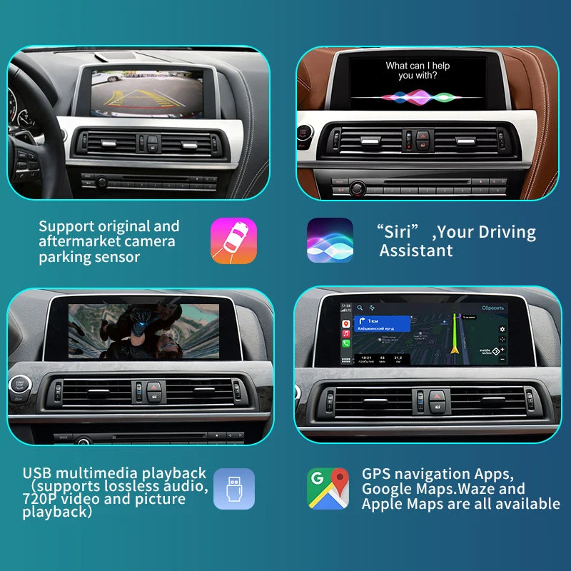 BMW 6 Series F06 F12 F13 E63 E64 2003-2020 Wireless CarPlay  Android Auto Mirror Link AirPlay Car Play GPS AUTMBMWF6