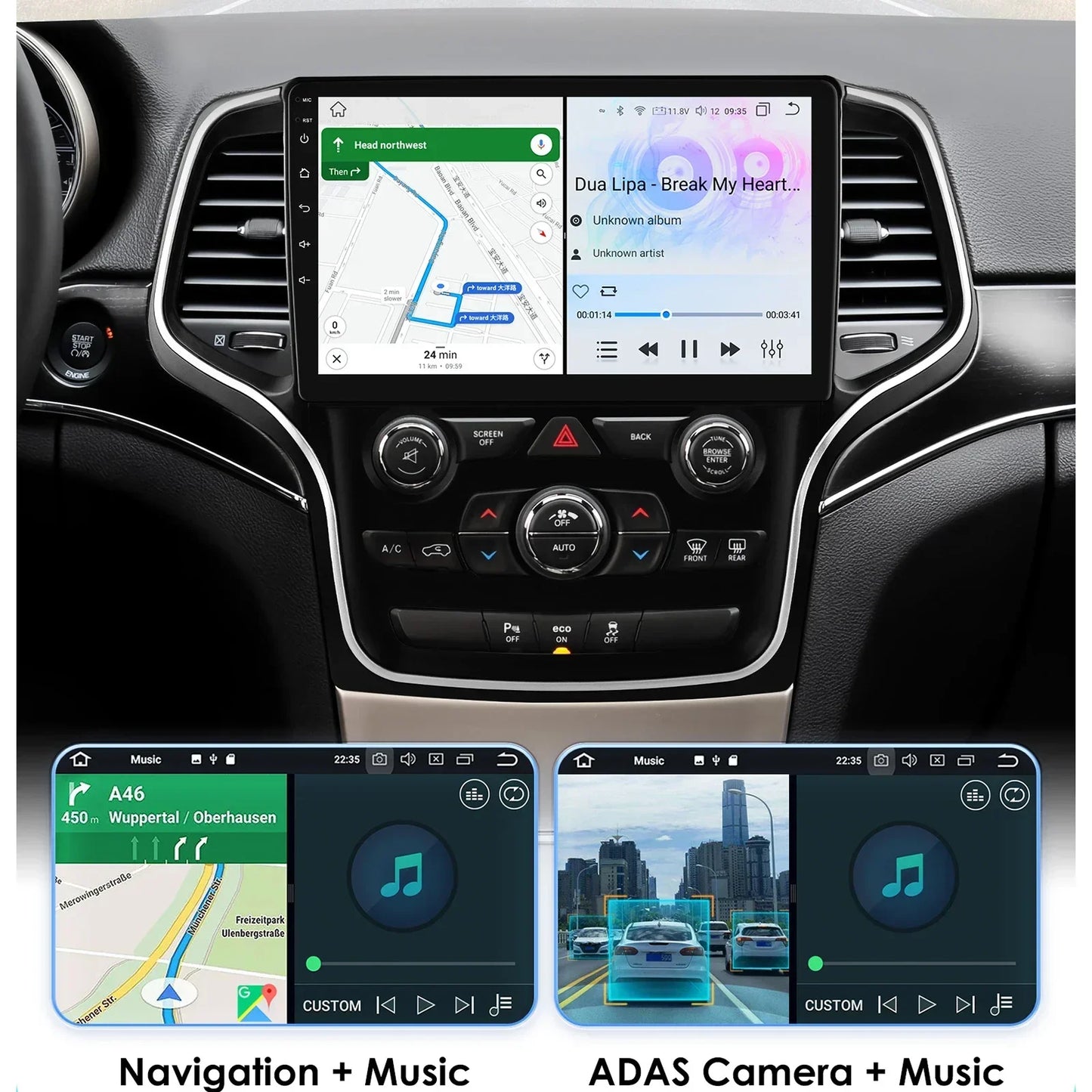 Jeep Grand Cherokee WK2 2014-2022 9" Android 14 Carplay Android auto wireless wifi bt gps 4g   AUTMFH0Y