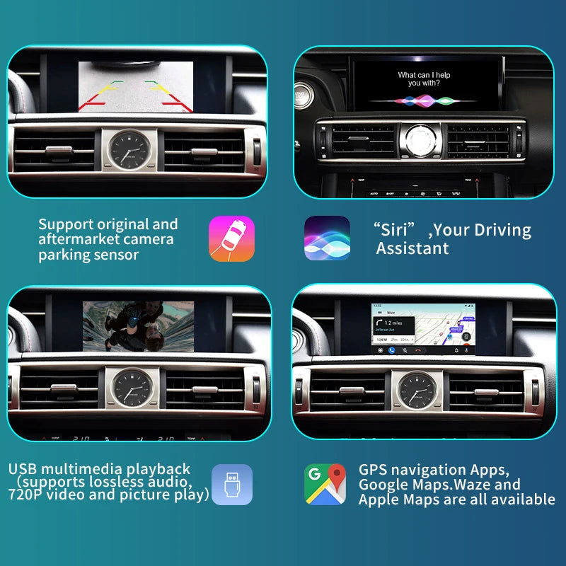 Lexus IS 2014-2020 Wireless CarPlay  Android Auto MirrorLink  AirPlay USB Plug and Play AUTMLXSIS4