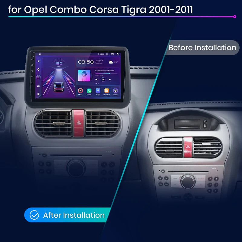 Opel Combo Corsa Tigra 2001 - 2011 V1 AI Voice Wireless CarPlay Android Auto Radio RDS WIFI GPS BT 4G Car Multimedia AUTMOPCCTG