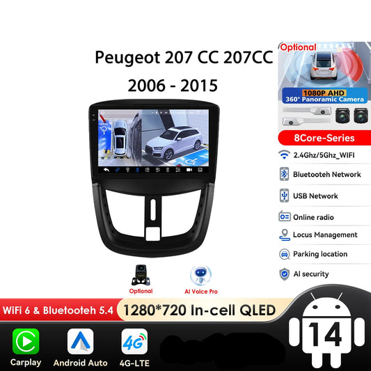 Peugeot SW 207 CC 207 CC 2006-2015  Car Radio RDS WIFI BT GPS wireless CarPlay Android Auto AUTM7MEAP