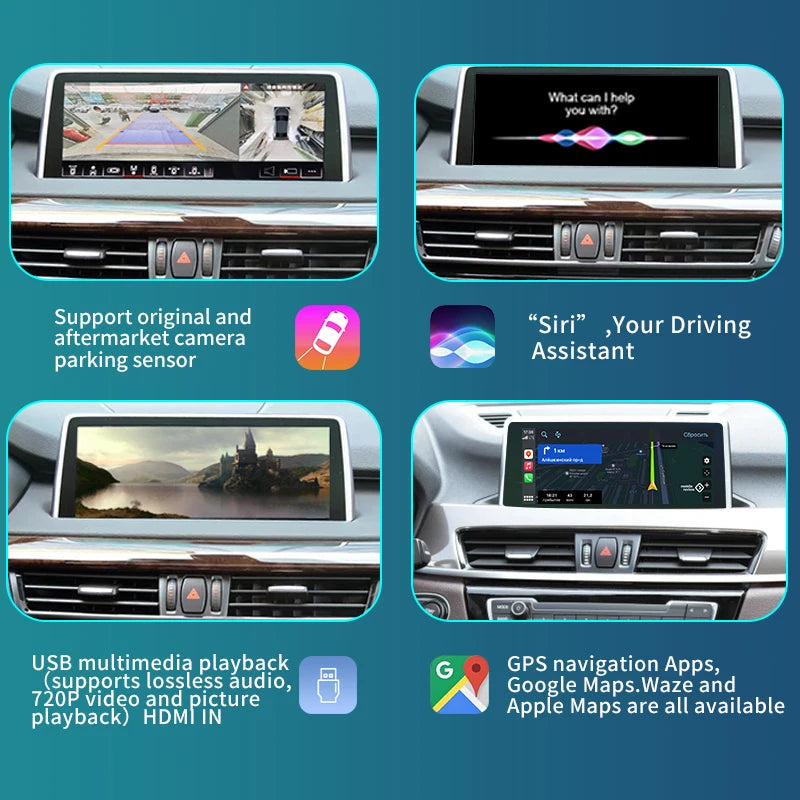 BMW 1 2 3 4 5 7 Series E70 F10 X1 X3 F25 F26 F48 MINI X4 X5 X6 F56 F15 Wireless CarPlay   Android Auto  AirPlay  Mirror Link USB Camera AUTMBMWEFX