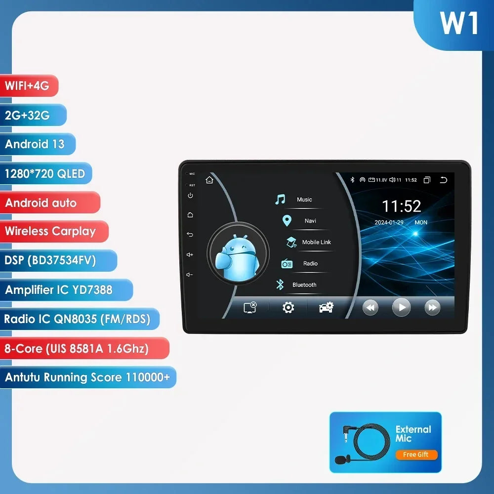 Citroen Berlingo 2 B9 / Peugeot Partner 2008-2019 9" Android 14 Carplay Android auto wireless wifi bt gps 4g  AUTM8CQ4
