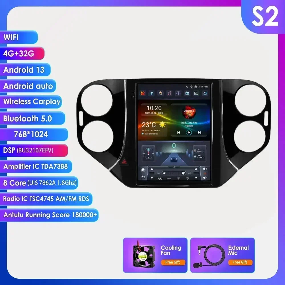 Volkswagen Tiguan 1NF 2007-2016 9,7" " Android 14 Carplay Android auto wireless wifi bt gps 4g  AUTMQ522