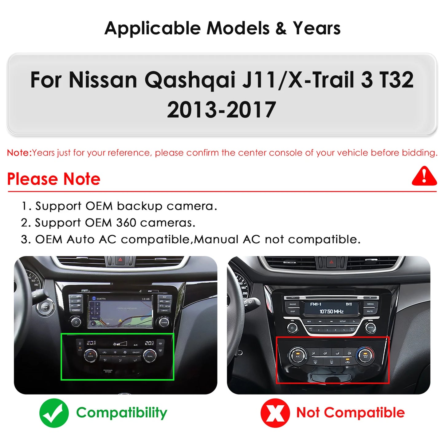 Nissan Qashqai J11 X-Trail 3 T32 2013-2017 9" Android 14 Carplay Android auto wireless wifi bt gps 4g  AUTM5DN7