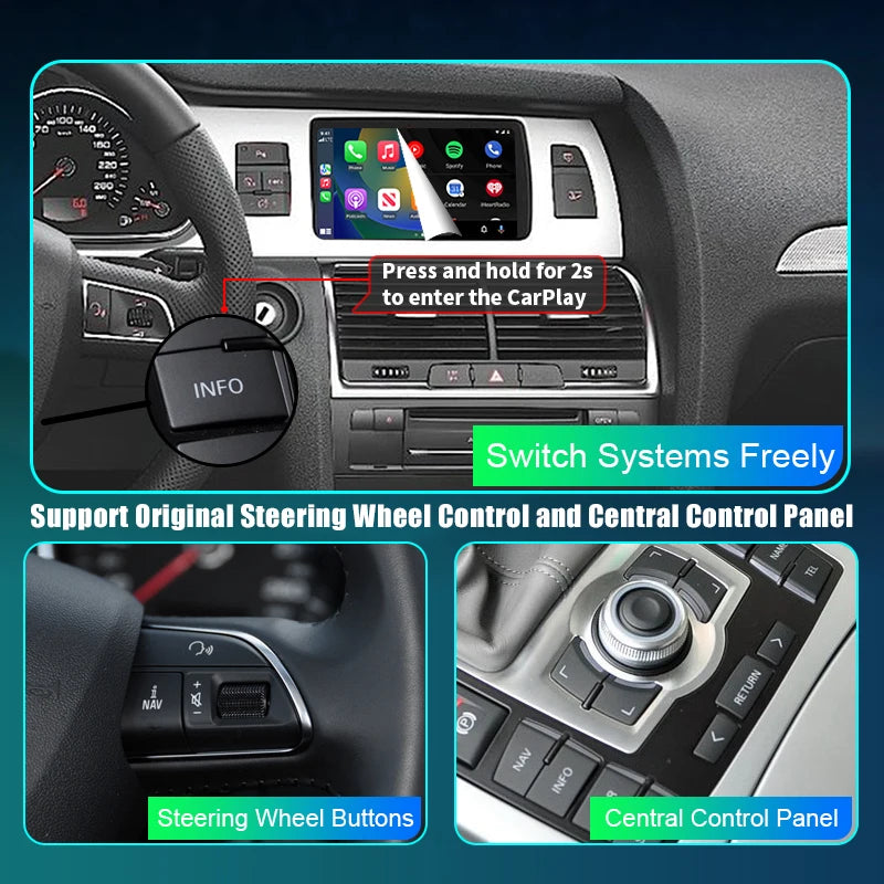 Audi Q7 2010-2015 Wireless Apple CarPlay Android Auto  Mirror Link AirPlay Navigation AUTMADIQ7