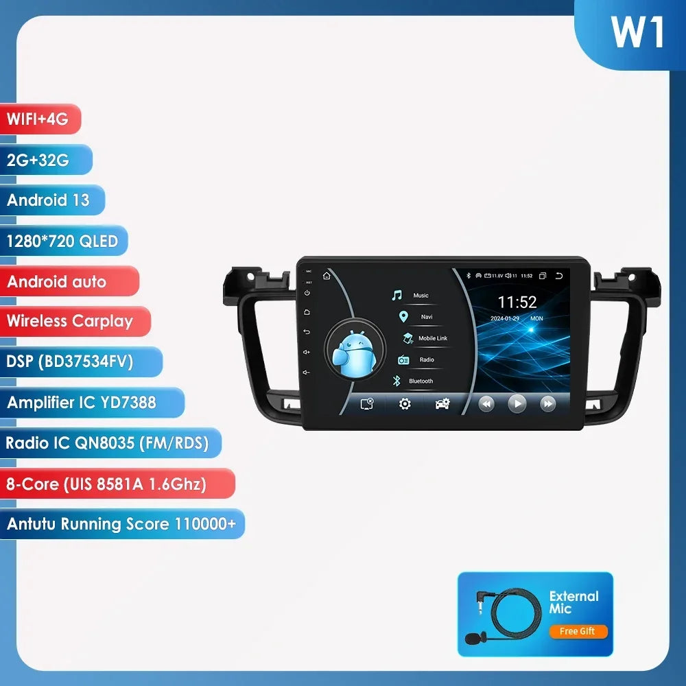 Peugeot 508 508SW 2011-2018  9" / 10,33" Android 14 Carplay Android auto wireless wifi bt gps 4g  AUTM8VXQ