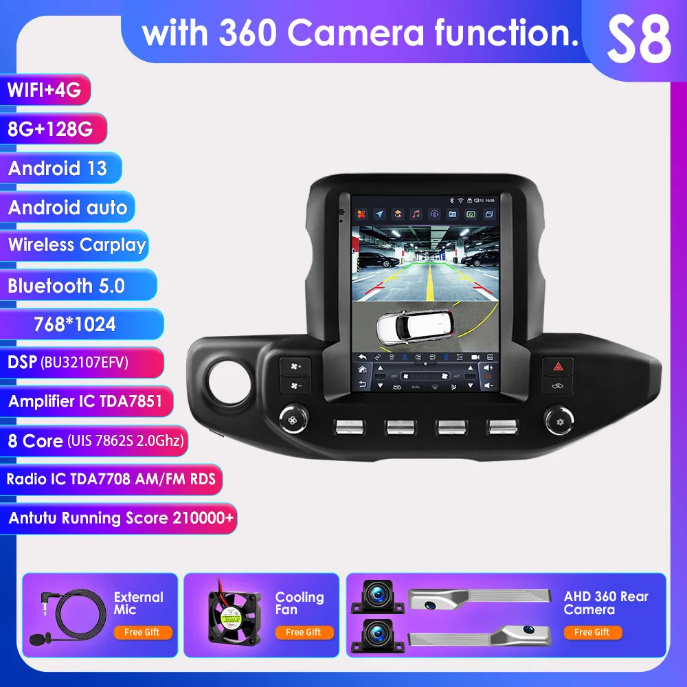 Jeep Wrangler JL Gladiator 2018-2023  9,7" Android 14 Carplay Android auto wireless wifi bt gps 4g  AUTM4XE5