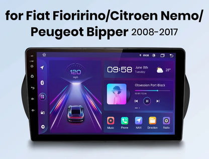 Fiat Fiorino Qubo / Peugeot Bipper/Citroen Nemo 2008-2017 9" Wireless CarPlay Android auto  Radio RDS WIFI GPS BT  AUTMFITFR