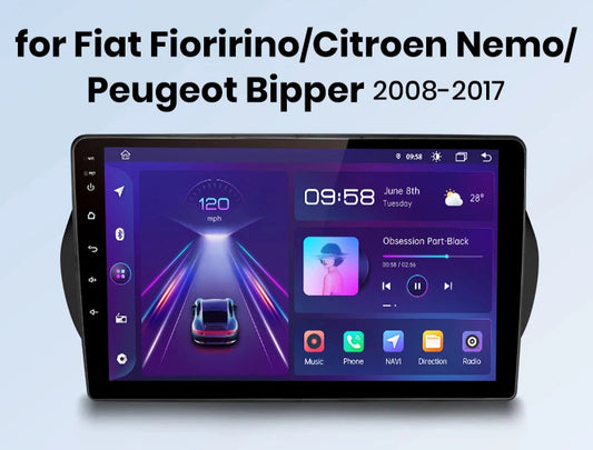 Fiat Fiorino Qubo / Peugeot Bipper/Citroen Nemo 2008-2017 9" Wireless CarPlay Android auto  Radio RDS WIFI GPS BT  AUTMFITFR
