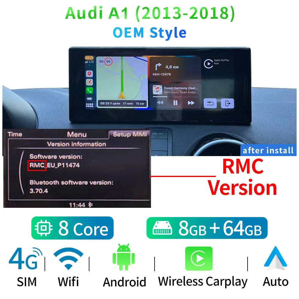 Audi A1 Q2 2013-2019 10,25" Carplay Android auto wireless WIFI GPS Bluetooth AUTM2R3L