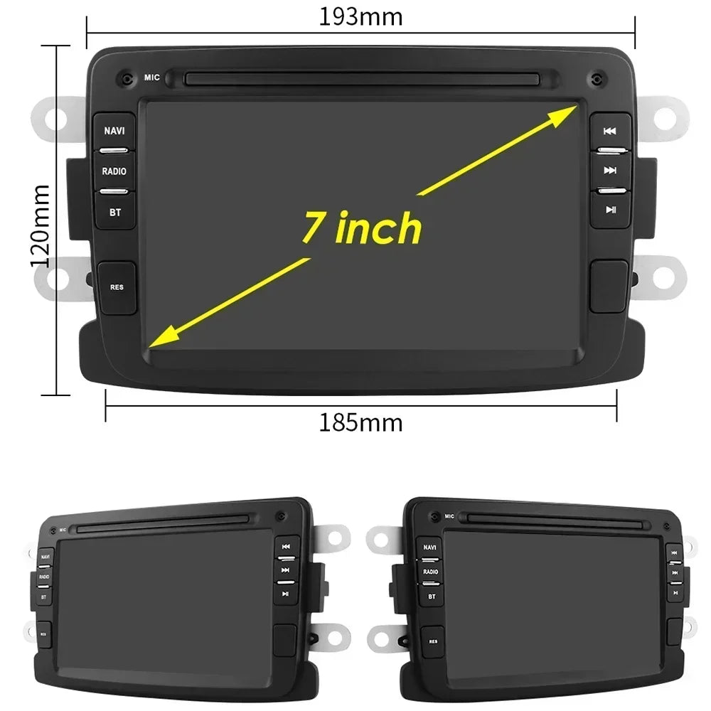 Dacia Logan Dokker Duster Sandero Lodgy Renault Captur  2011-2017 7" Android 14 Carplay Android auto wireless wifi bt gps 4g  AUTMSQF6