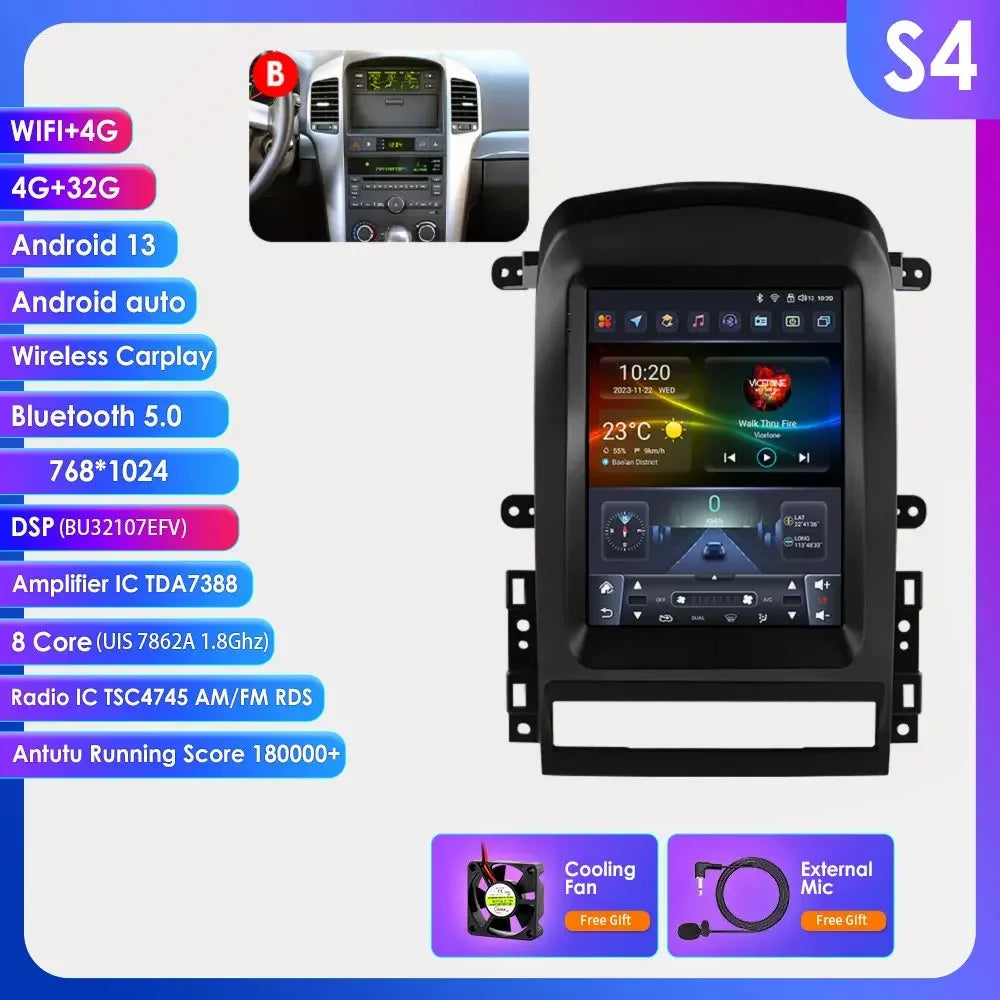 Chevrolet Captiva Sport 2006 - 2012 9,7" Android 14 Carplay Android auto wireless wifi bt gps 4g  AUTMYZWN