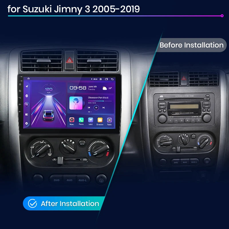 Suzuki Jimny 3 2005-2019 V1pro AI Voice Car Radio Carplay Android Auto Multimedia Player BT 4G RDS  GPS autoradio AUTMSUZKJM3