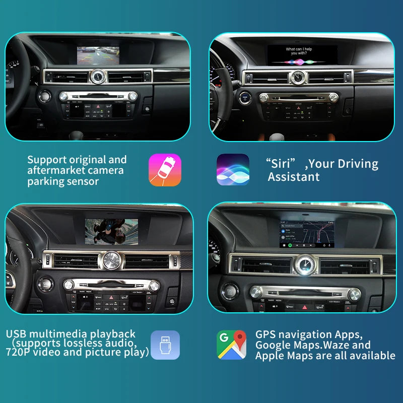 Lexus GS 2015-2017 Wireless CarPlay Android Auto  AirPlay Mirror Link USB Player GPS AUTMLXSGS7