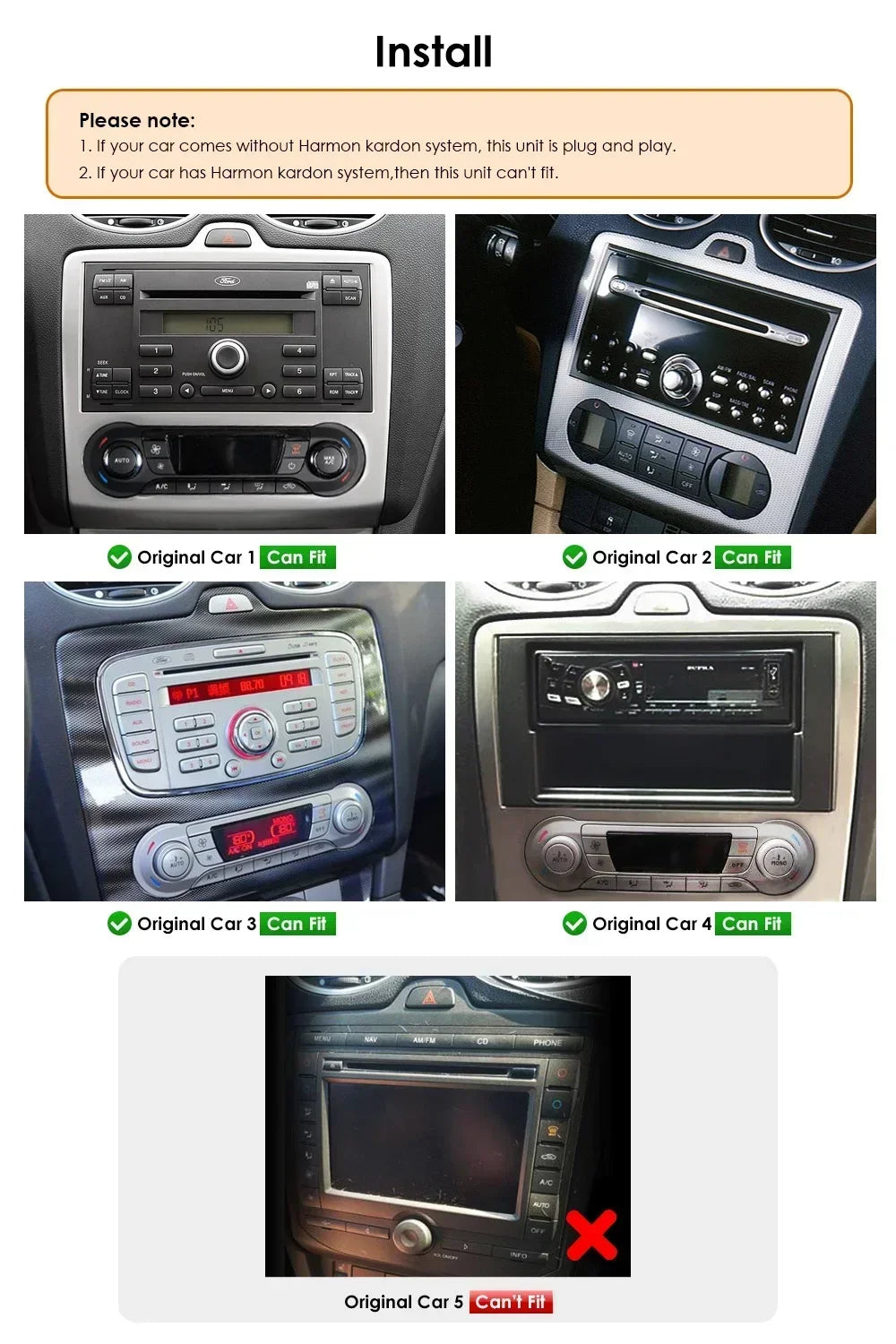 Ford Focus  2004-2011 9" / 10,33"  Android 14 Carplay Android auto wireless wifi bt gps 4g AUTMQRQU
