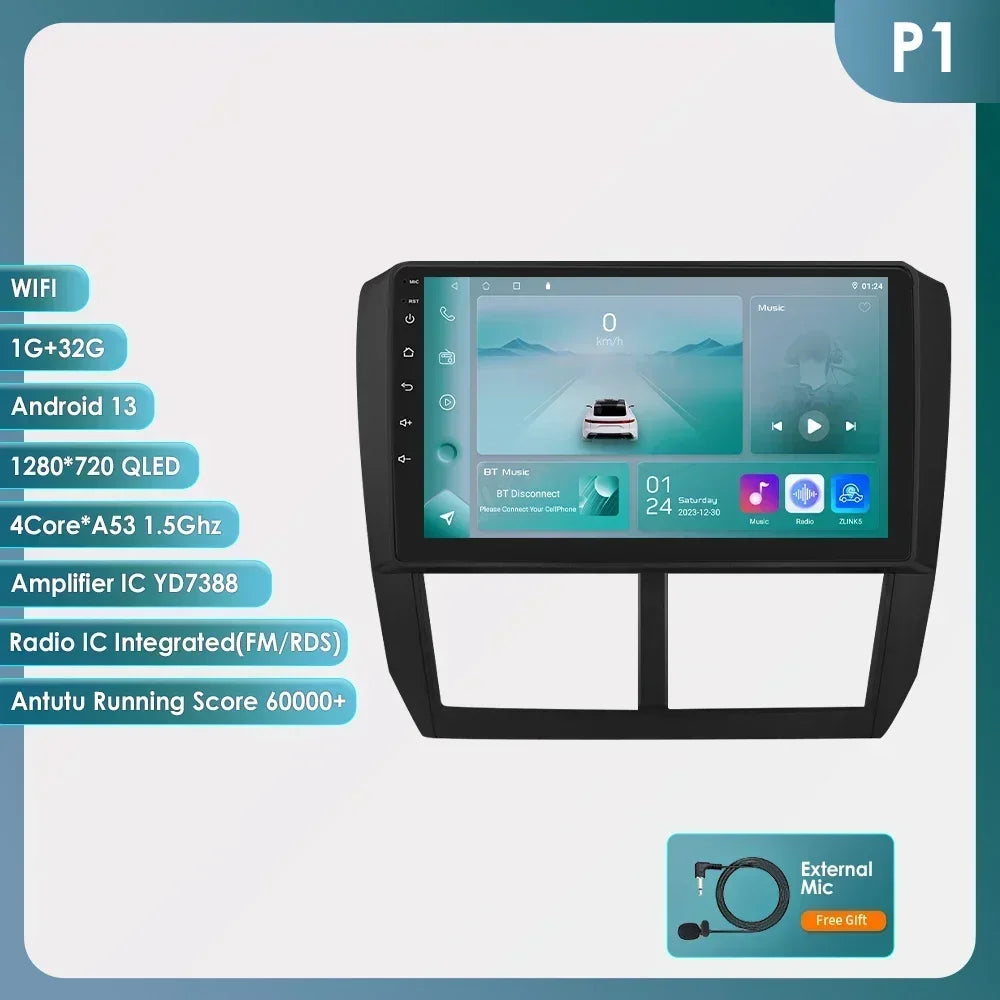 Subaru Forester 3 SH 2007-2013 Impreza WRX  " Android 14 Carplay Android auto wireless wifi bt gps 4g AUTMFSTSB