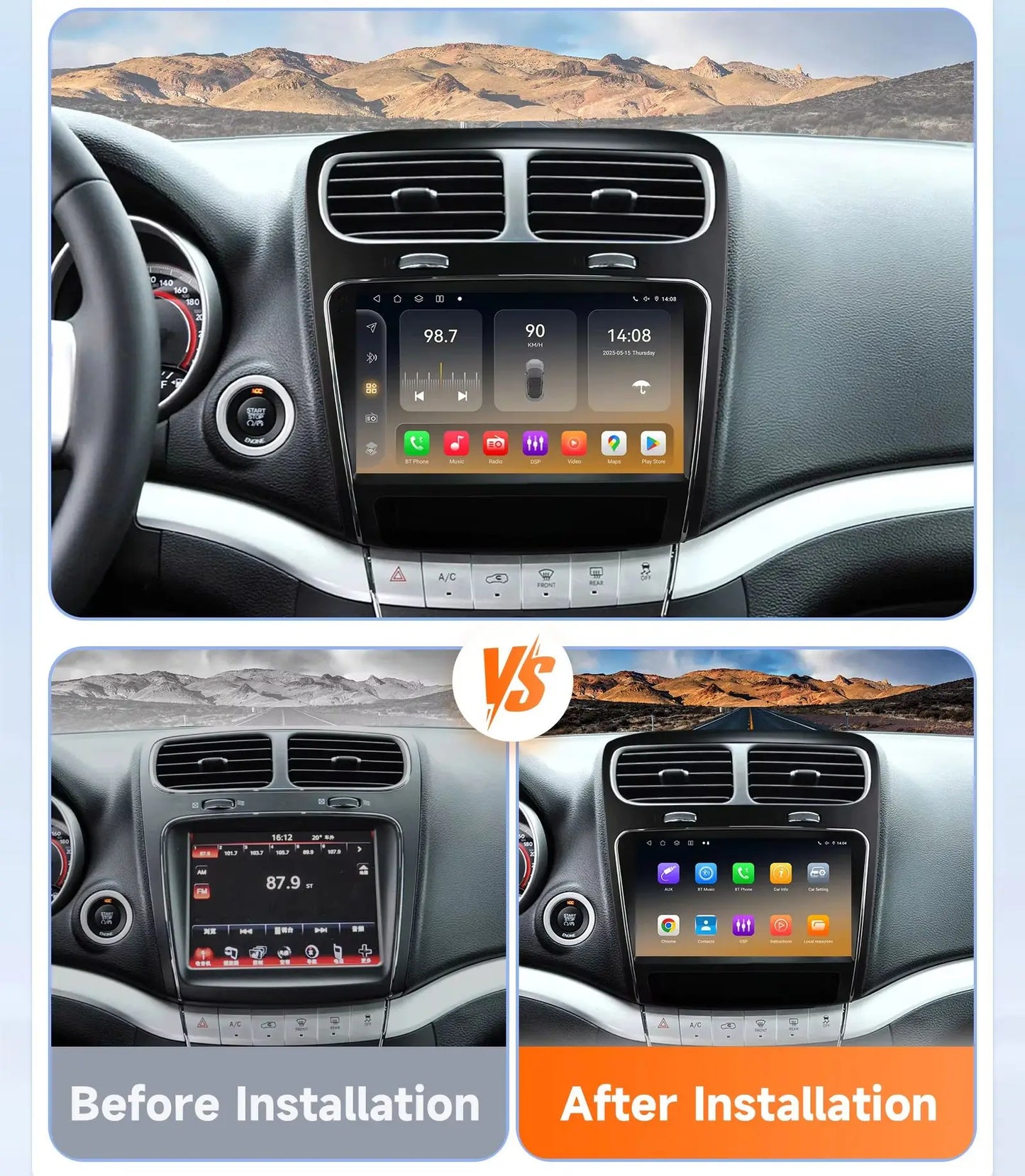 Dodge Journey Fiat Freemont 2011 - 2020 Car Radio wireless CarPlay Android Auto GPS RDS WIFI AUTMFFRDG9