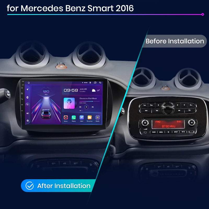 Mercedes Benz Smart dal 2016 V1 AI Voice Wireless CarPlay Android Auto Radio RDS WIFI GPS BT  Car Multimedia autoradio AUTMMMSFW