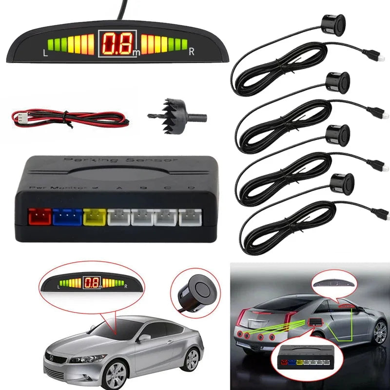 Sensori di parcheggio universali kit 4 pezzi nero/argento  AUTMSPS1