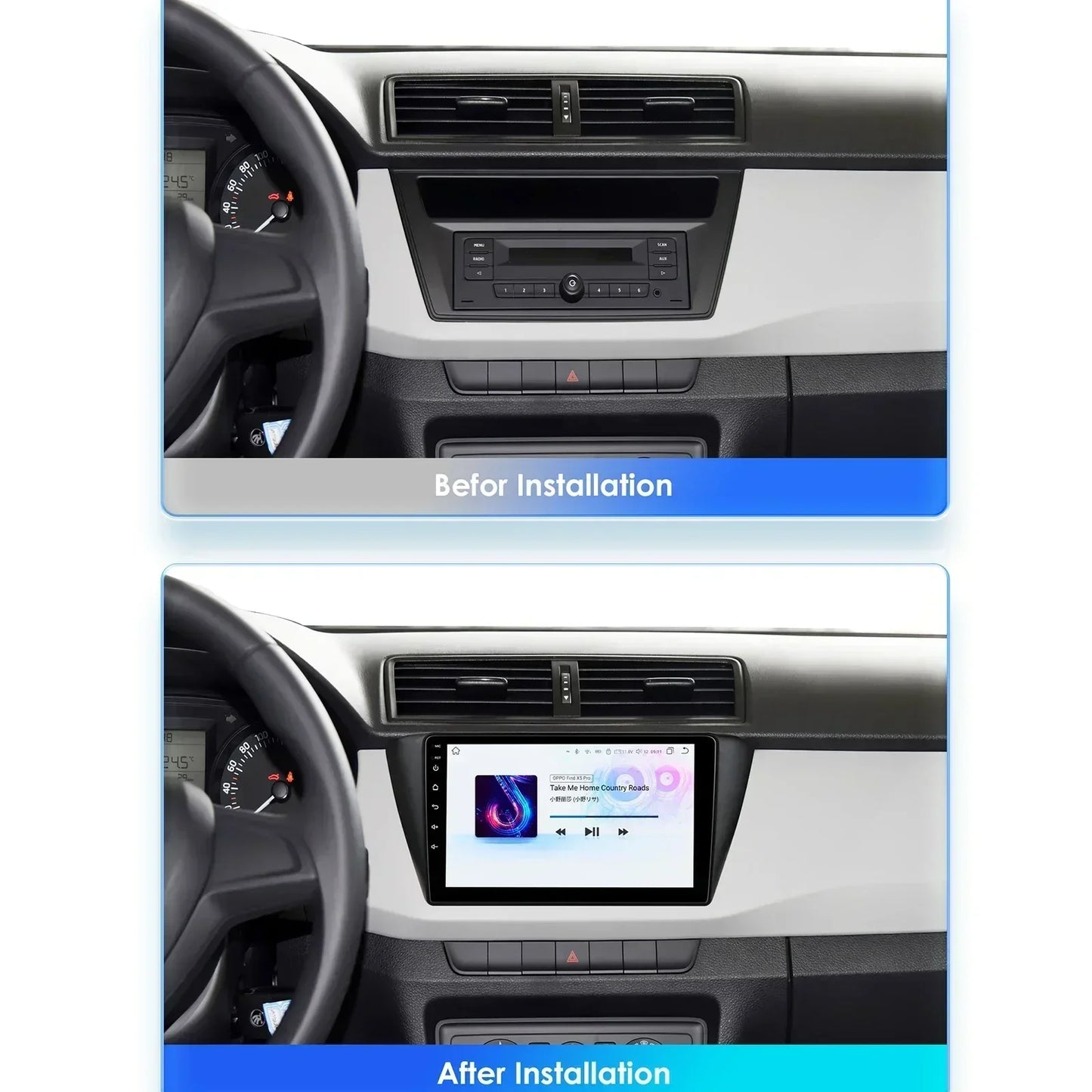 Skoda Fabia 3 III 2015-2019 9" / 10,33" Android 14 Carplay Android auto wireless wifi bt gps 4g AUTMREUR