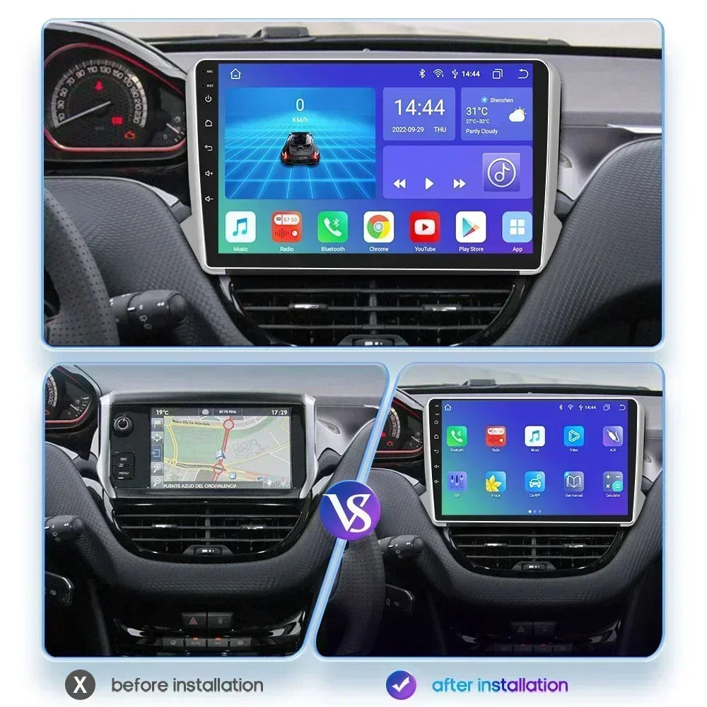 Peugeot 208 2008 Series 2012-2018 9" Android 14 Carplay Android auto wireless wifi bt gps 4g  AUTM0LAH
