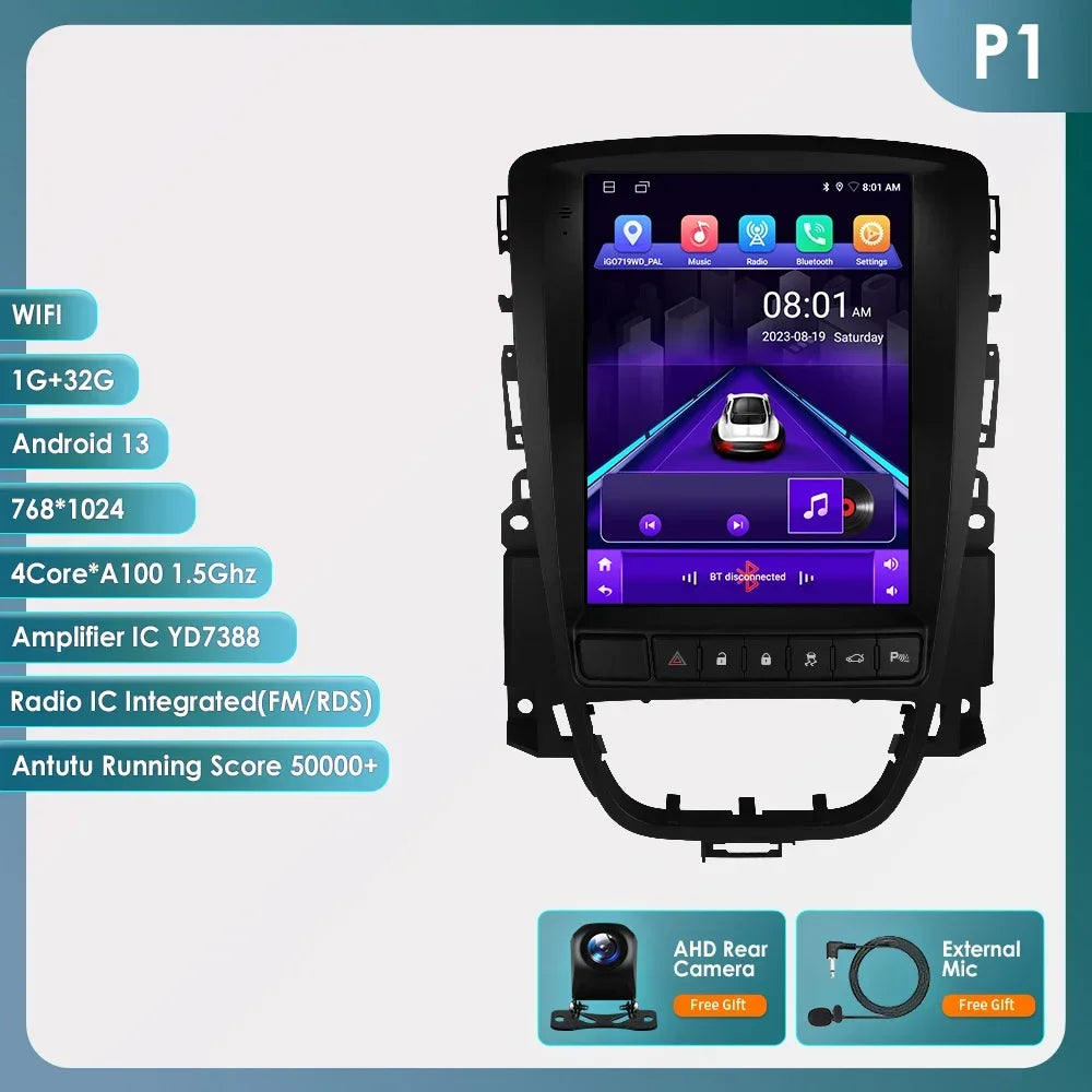 Opel Astra J Vauxhall Buick Verano 2009-2013 9,7" Android 14 Carplay Android auto wireless wifi bt gps 4g  AUTMPT97