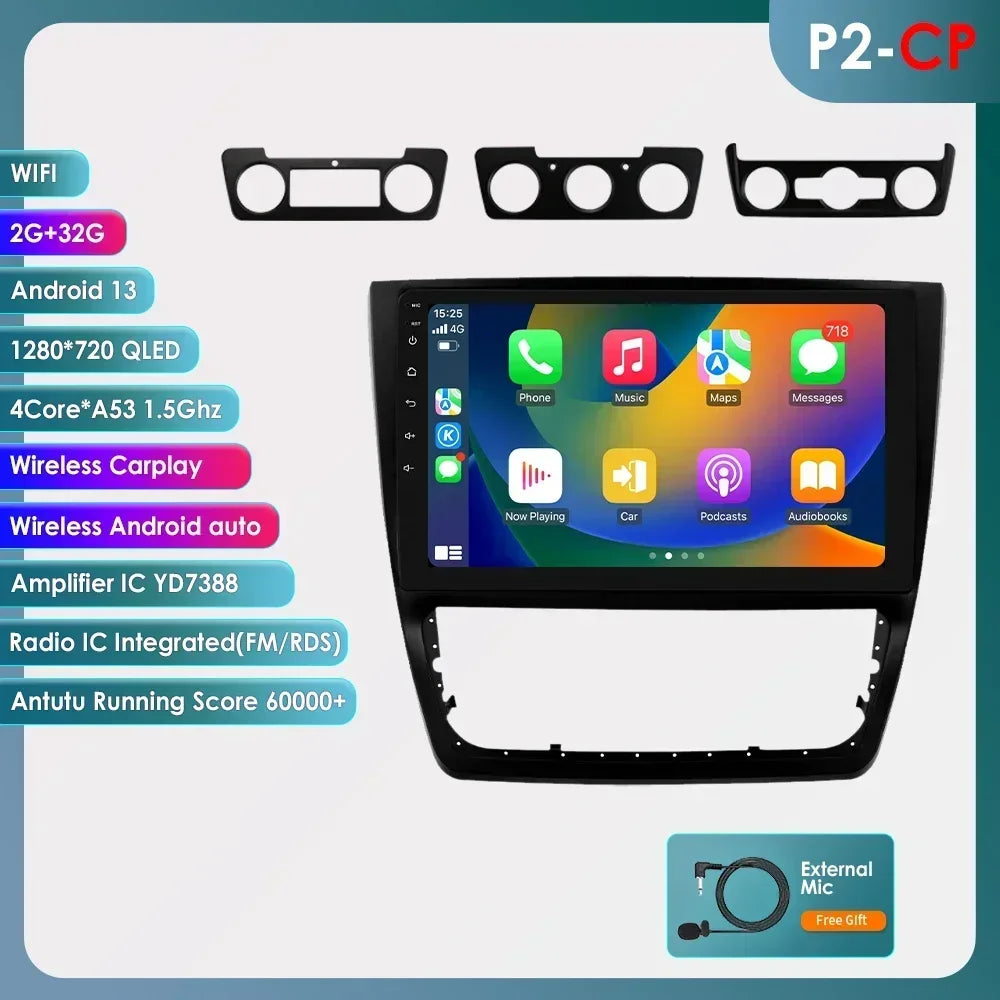 Skoda Yeti 5L 2009-2014 9" 10,33" Android 14 Carplay Android auto wireless wifi bt gps 4g  AUTMXR7U