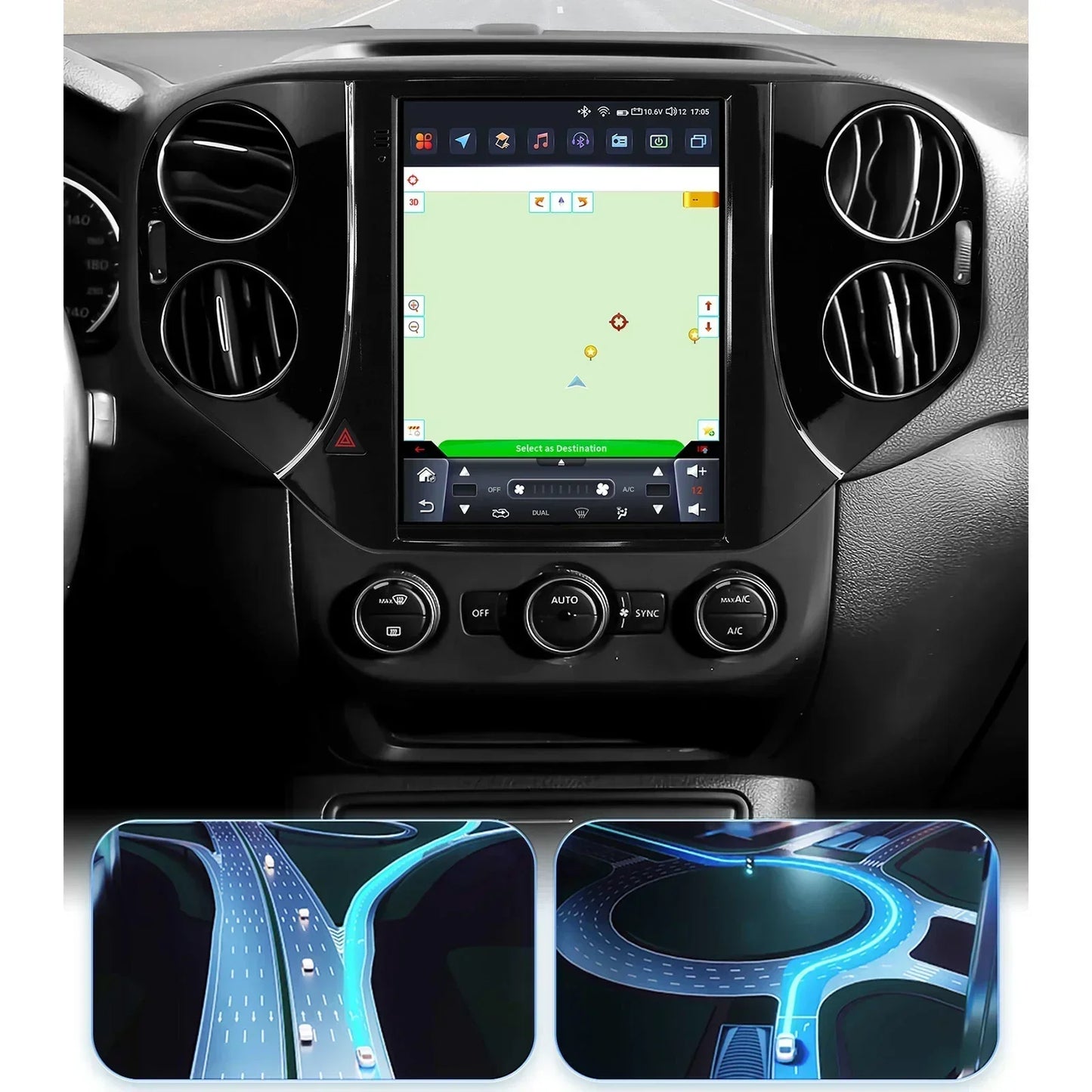 Volkswagen Tiguan 1NF 2007-2016 9,7" " Android 14 Carplay Android auto wireless wifi bt gps 4g  AUTMQ522