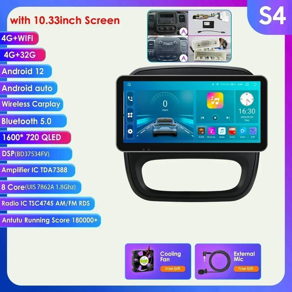 Fiat Talento Renault Trafic 3 / Opel Vivaro B 2014-2021 9" Android 14 Carplay Android auto wireless wifi bt gps 4g AUTMUYH9