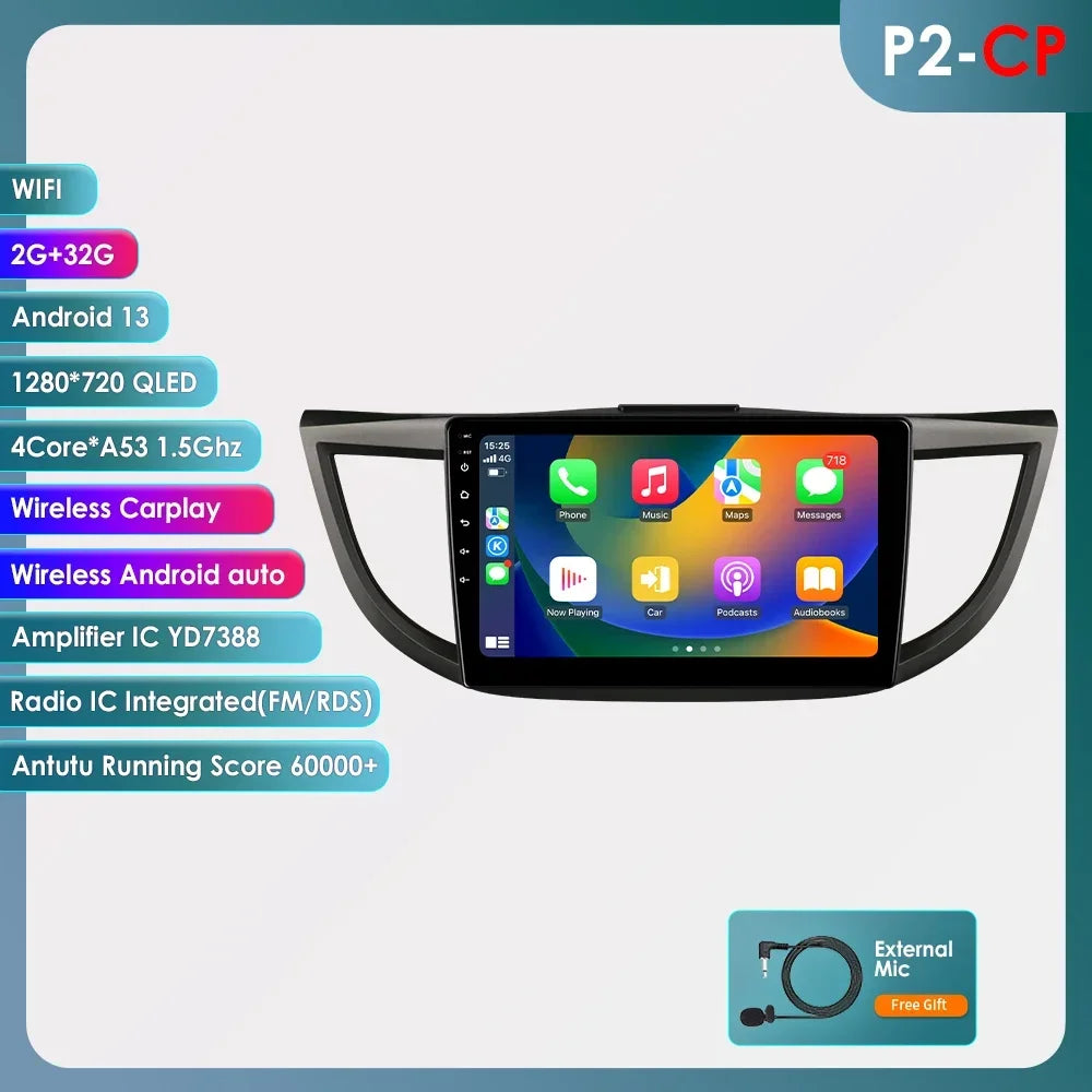 Honda CRV 4th 2012-2016 9" Android 14 Carplay Android auto wireless wifi bt gps 4g AUTMVCRH4