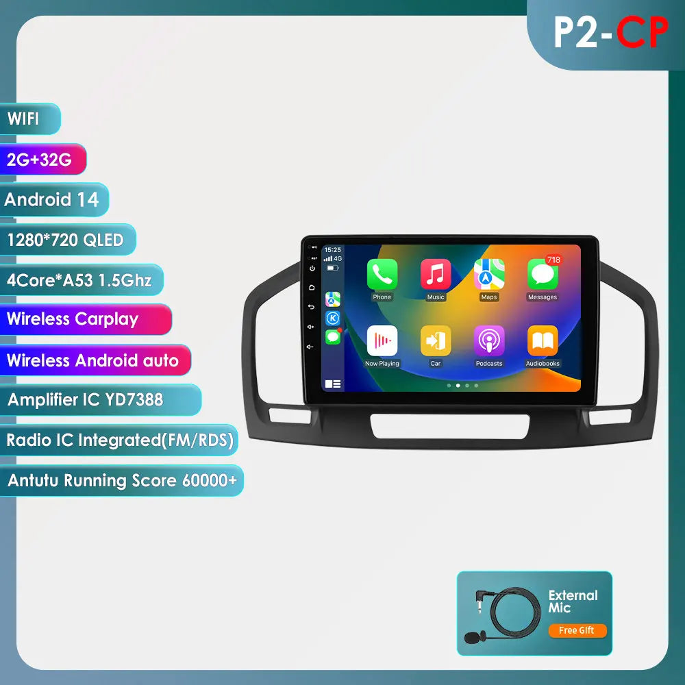 Opel Insignia 2009-2017 9" Android 14 Carplay Android auto wireless wifi bt gps 4g  AUTM9ZD8