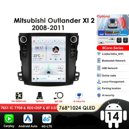 Mitsubishi Outlander Xl 2 2008-2013 9,7" Android 14 Carplay Android auto wireless wifi bt gps 4g AUTMXLOMX