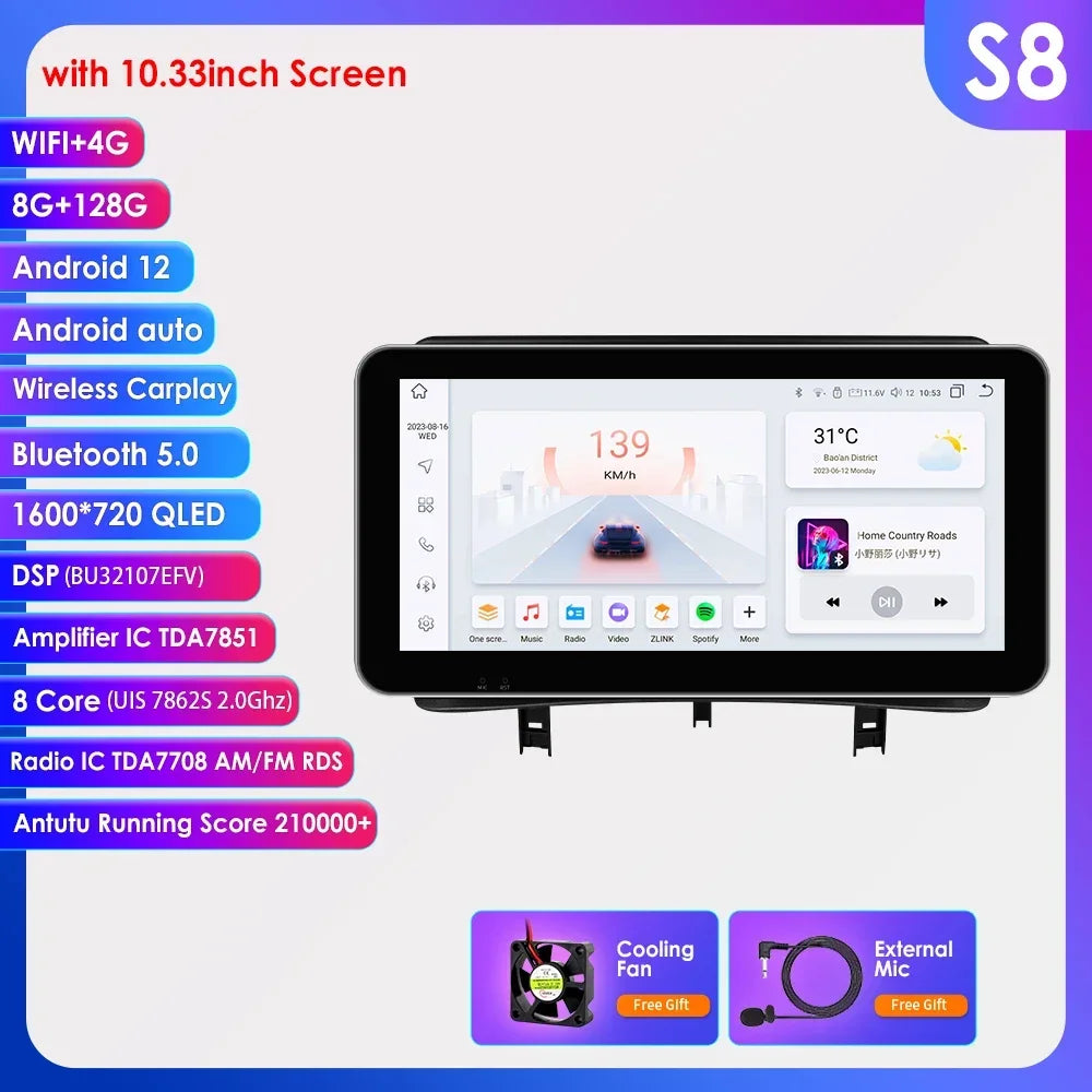 Renault CLIO 3 2005-2014 9" Android 14 Carplay Android auto wireless wifi bt gps 4g  AUTMZ8RB