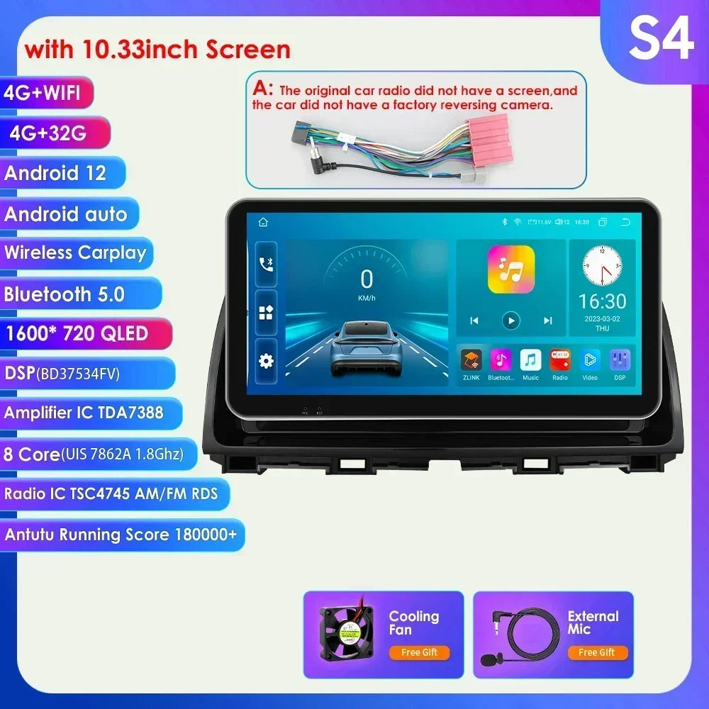 Mazda CX5 CX-5 CX 5 2012 - 2015 9" Android 14 Carplay Android auto wireless wifi bt gps 4g  AUTMAPJJ