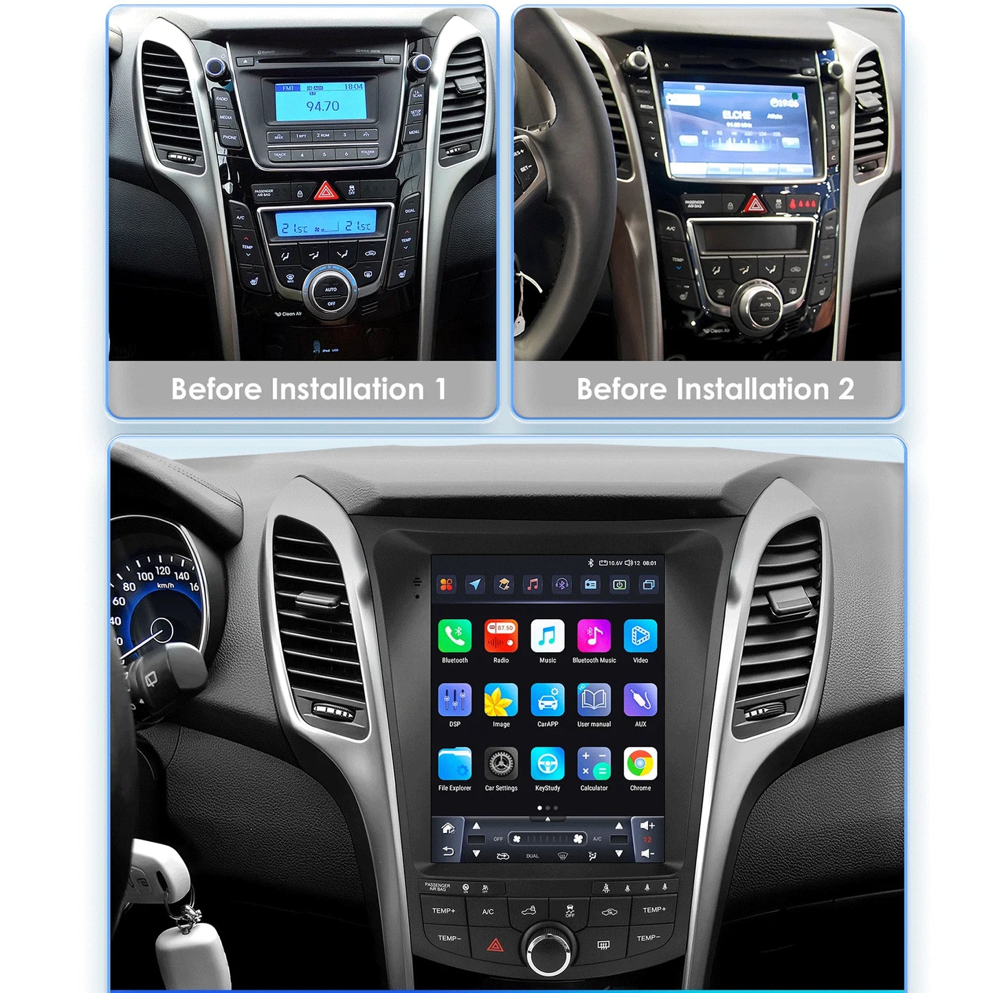 Hyundai I30 GD Elantra GT 2011 - 2017 9,7" Android 14 Carplay Android auto wireless wifi bt gps 4g  AUTM26P7