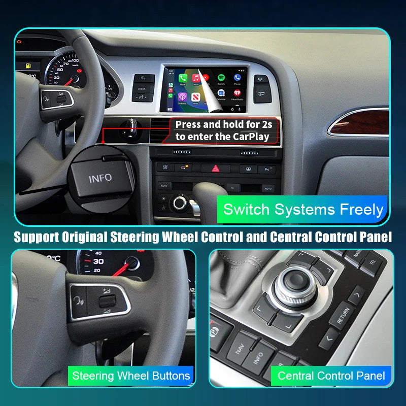 Audi A6 A7 C6 2009-2011 Wireless Apple CarPlay Android Auto  Mirror Link AirPlay Navigation AUTMADA6A711