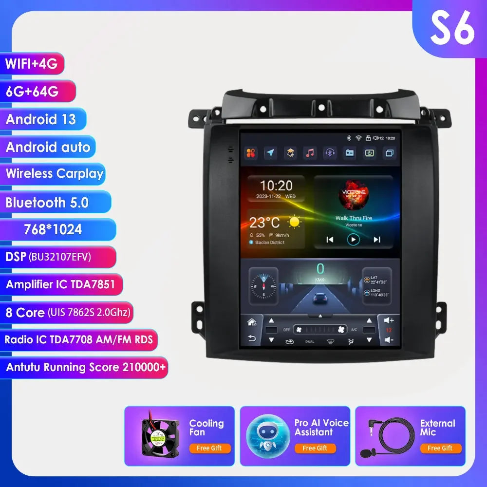 Kia Sorento BL 2002-2006 9,7" Android 14 Carplay Android auto wireless wifi bt gps 4g  AUTMUUSA