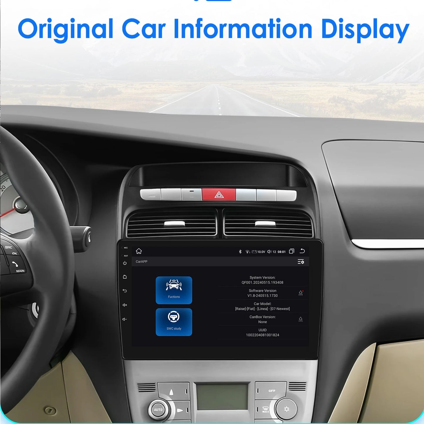 Fiat Grande Punto Linea 2007 - 2012 9" Android 14 Carplay Android auto wireless wifi bt gps 4g  AUTMV7JC
