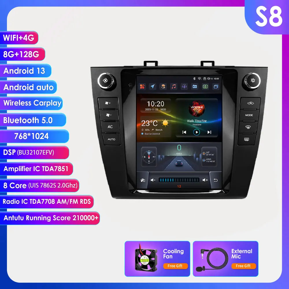 Subaru Outback 2015 - 2018  9.7" Android 14 Carplay Android auto wireless wifi bt gps 4g AUTMUTSB4