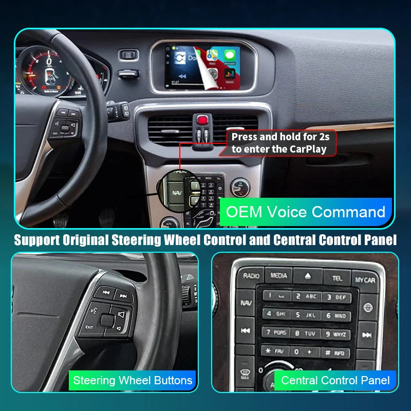 Volvo V40 2015-2019 XC60 S60L 7"  Wireless CarPlay  Android Auto Mirror Link AirPlay  AUTMVVV4XC6