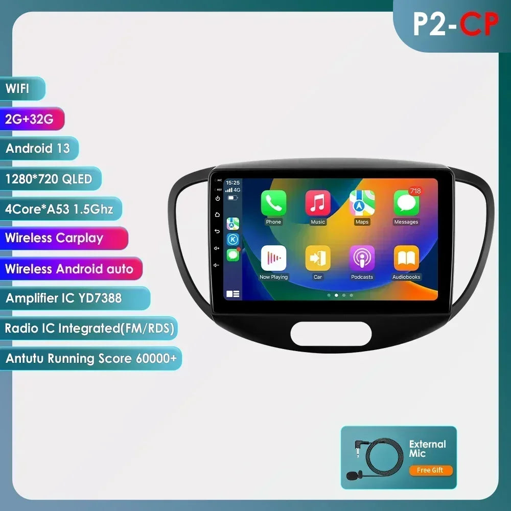 Hyundai I10 2007-2013 9"/10,33" Android 14 Carplay Android auto wireless wifi bt gps 4g  AUTMMDSZ