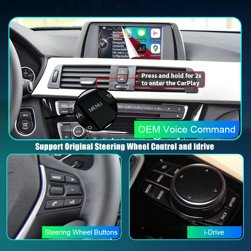BMW 3 4 Series F30 F31 F32 F33 F34 F35 F36 2012-2020 Wireless CarPlay  Android auto  Mirror Link AirPlay Car Play navigatore AUTMBMWFS