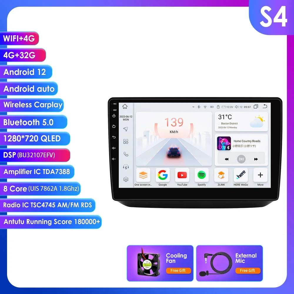 Skoda Fabia 2 2007 - 2014 10,1" Android 14 Carplay Android auto wireless wifi bt gps 4g  AUTMQ1FL