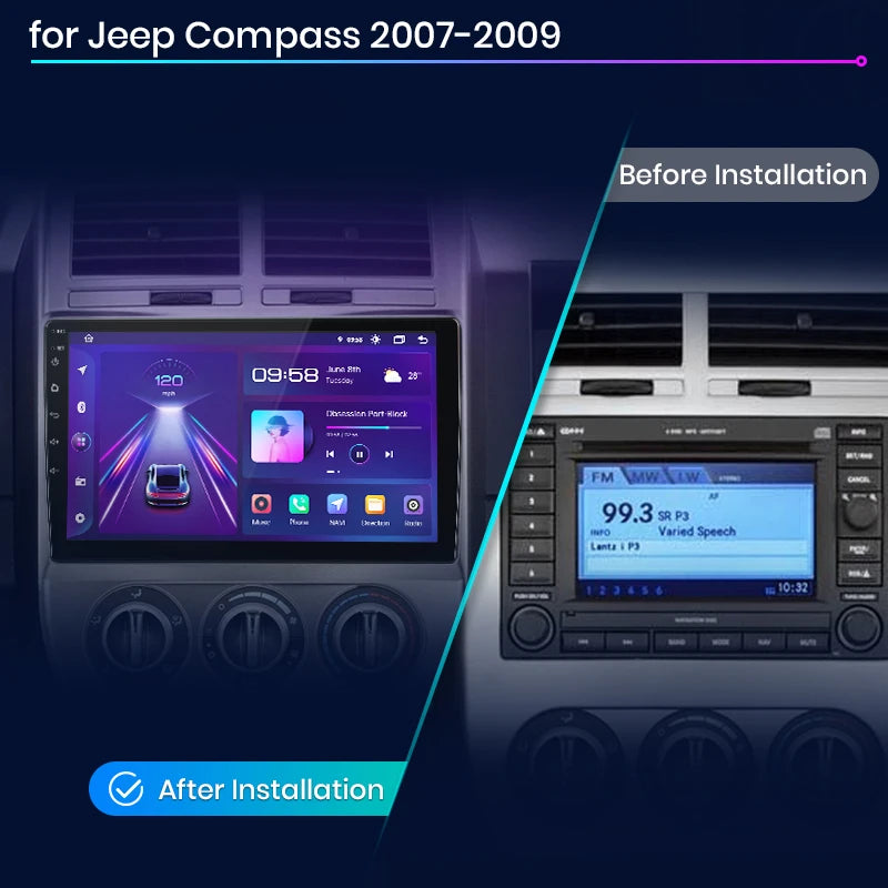 Jeep Compass 2007-2009 V1 AI Voice Wireless CarPlay Android Auto Radio RDS WIFI GPS BT 4G Car Multimedia  autoradio AUTMJPCPSS2