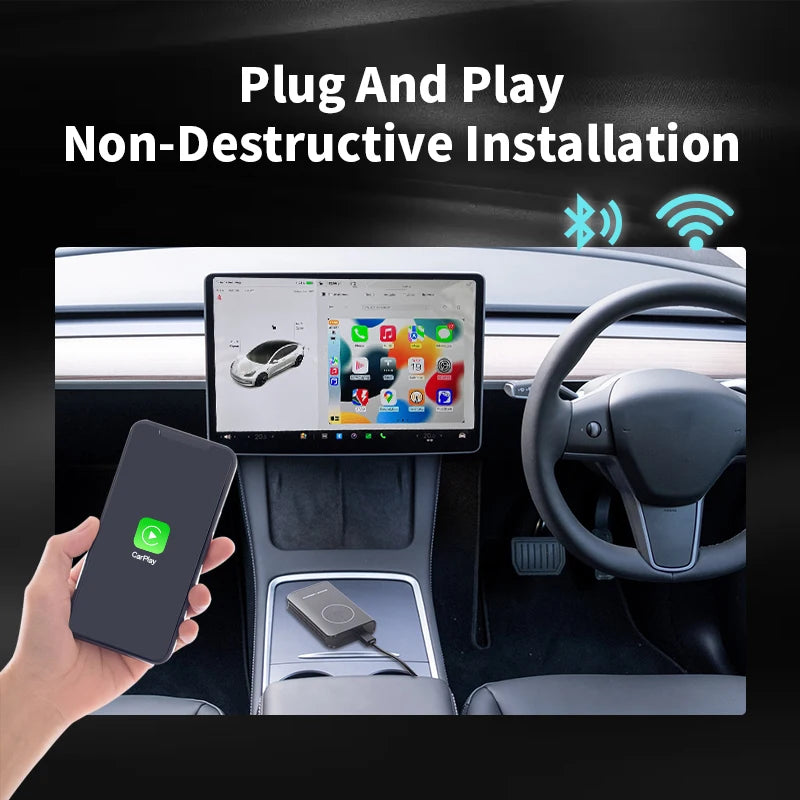 Tesla Model 3 Model S X Model Y   Apple Car Play Wireless Andrid auto iPhone/Android Waze  Auto Connect AUTMTSL3SXY