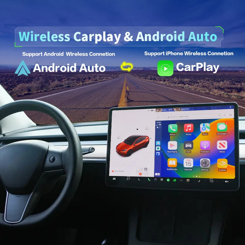 Tesla Model 3 Model S X Model Y   Apple Car Play Wireless Andrid auto iPhone/Android Waze  Auto Connect AUTMTSL3SXY