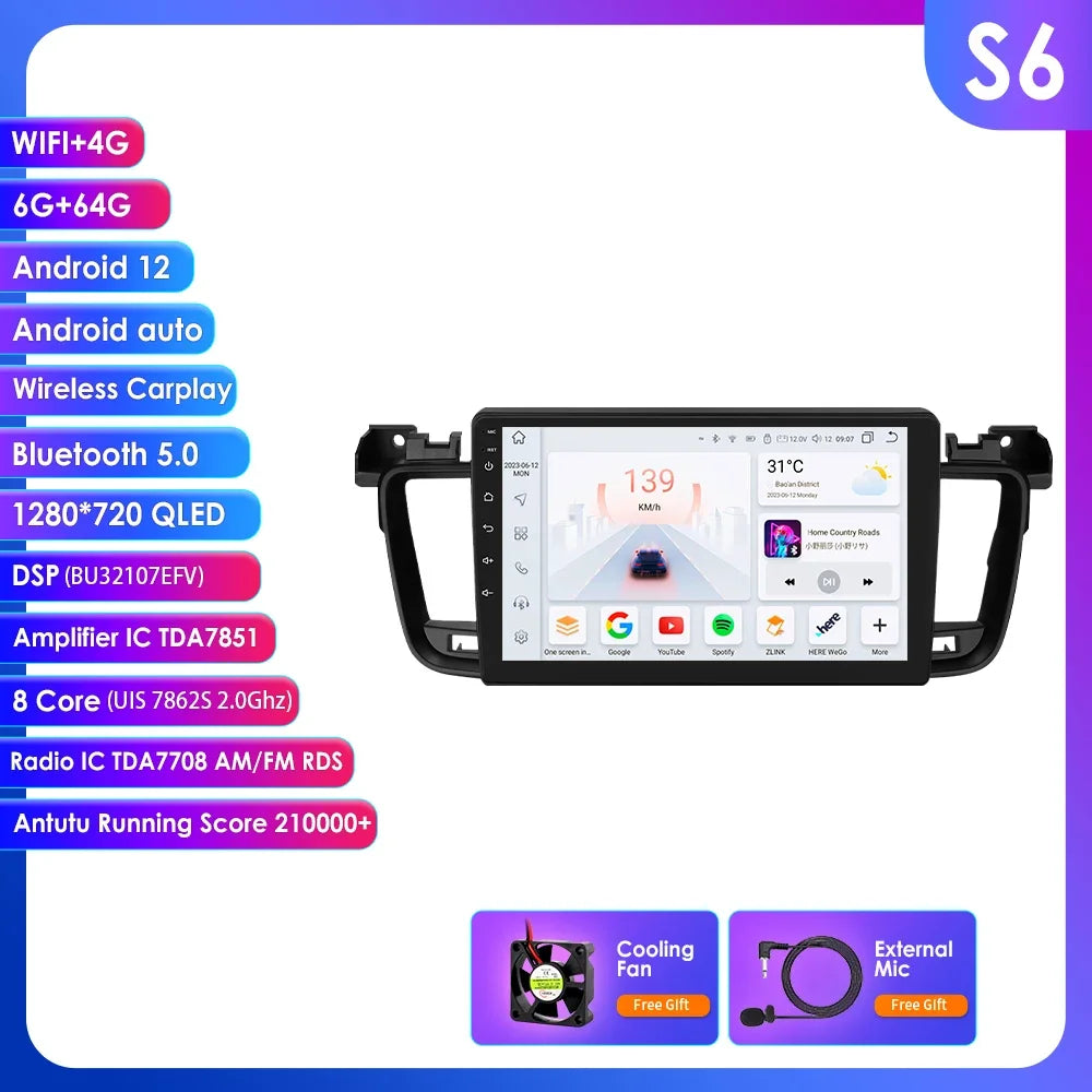 Peugeot 508 508SW 2011-2018  9" / 10,33" Android 14 Carplay Android auto wireless wifi bt gps 4g  AUTM8VXQ